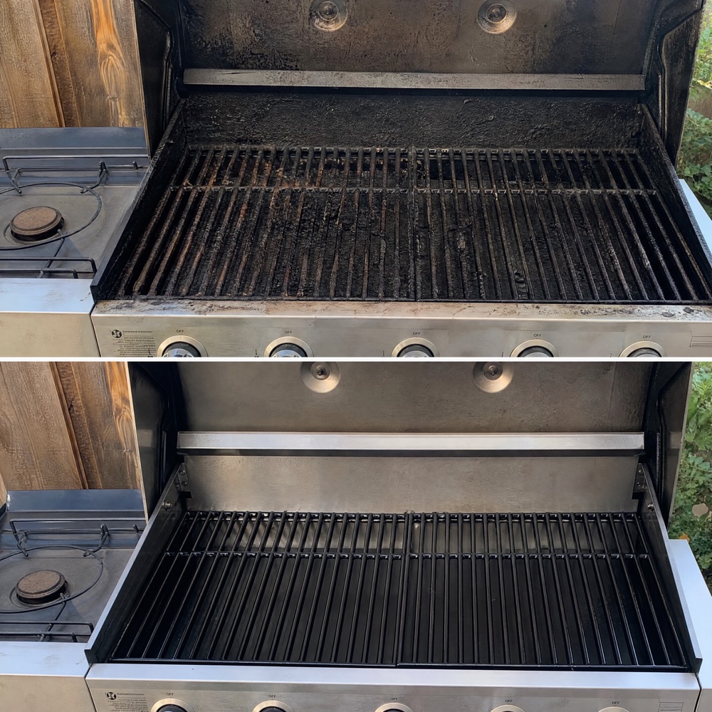 Grill grates before and after using the GrillMaster Pro